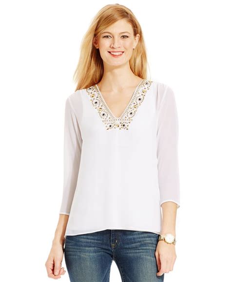 michael michael kors three quarter sleeve blouses|Michael Kors ladies tops.